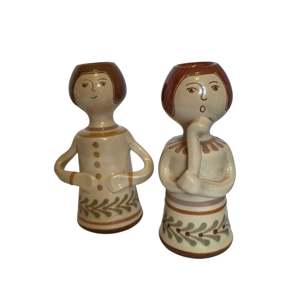 Vintage Vila Clara‎ Studio Art Pottery Girl Figurines Spanish Ceramic Folk Art